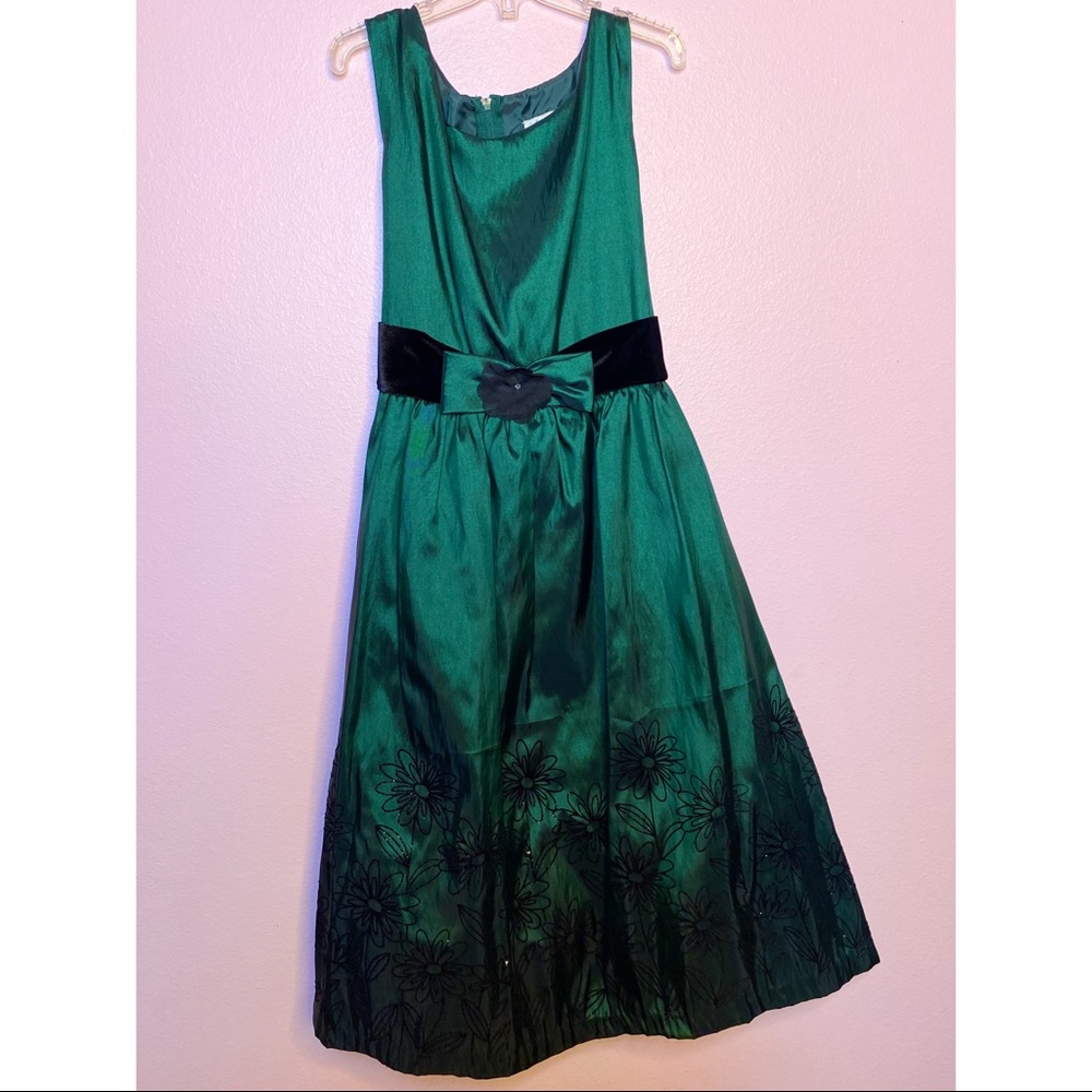 green & black dress